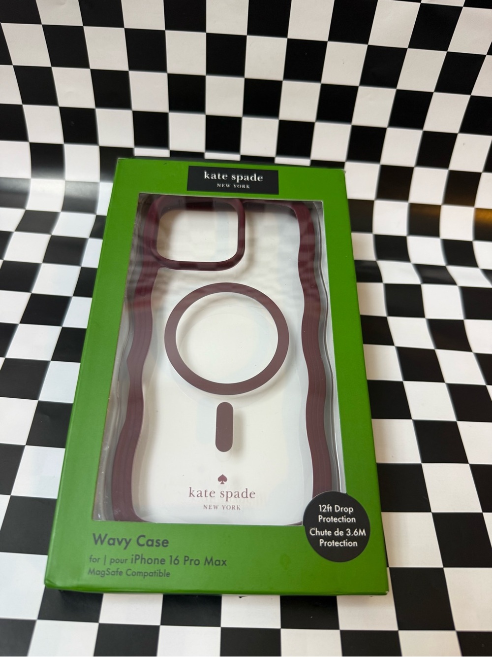 kate spade White iPhone Case with Plum Wavy Accents